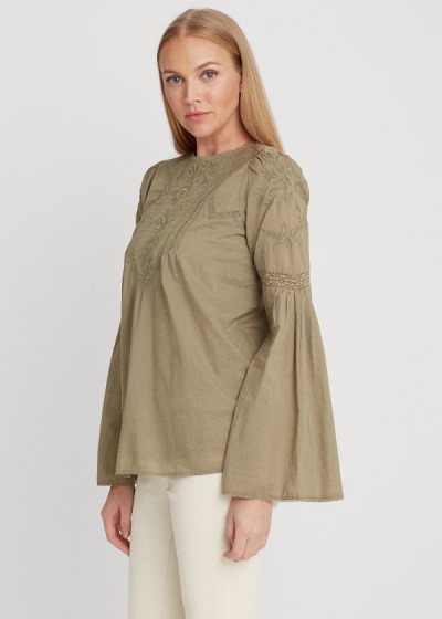 Women's Ralph Lauren Embroidered Bell-Sleeve Tops | 261984RQN